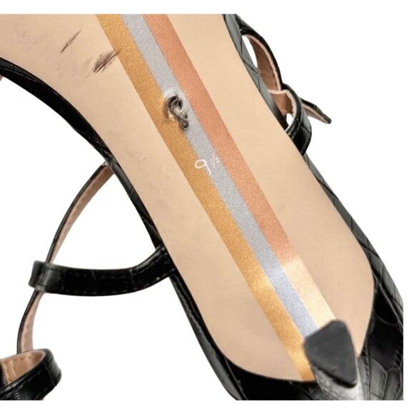 Sam Edelman Sandals Size 9.5 Black Croc Embossed Dara Open‎ Toe Ankle Strap - Picture 8 of 9